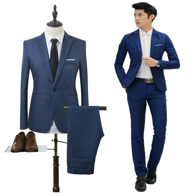 

Mens Suits Groom Tuxedos 2021 Spring Youth Student Leisure Two Pieces Suit Plus Size Best Man Suits(Jacket+Pant) 6XL Wholesale