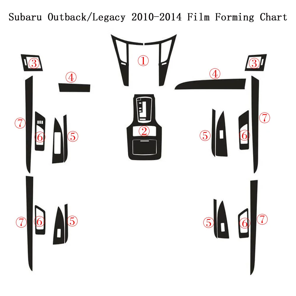 For Subaru Legacy Outback 2010-14 Interior Central Control Panel Door Handle Carbon Fiber Stickers Decals Car Styling Accessorie