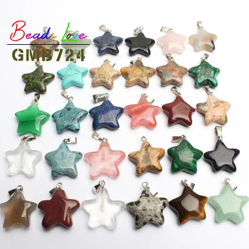 Wholesale 10pcs Mixed Natural Stone Pendant Love Heart Star Charms Pendants for Jewelry Making Diy Bracelet Necklace Accessories
