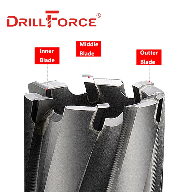 Drillforce 12-65mmx35mm TCT Annular Cutter Hole Saw Tungsten Carbide Tip Hard Alloy Core Drill Bit For Magnetic Drill