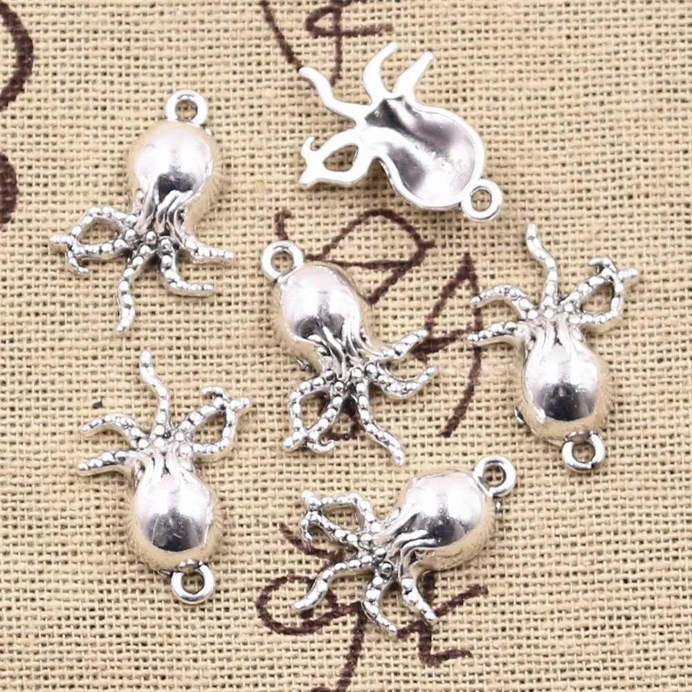 12pcs Charms Octopus 21x15mm Antique Silver Color Plated Pendants Making DIY Handmade Tibetan Silver Color Finding Jewelry