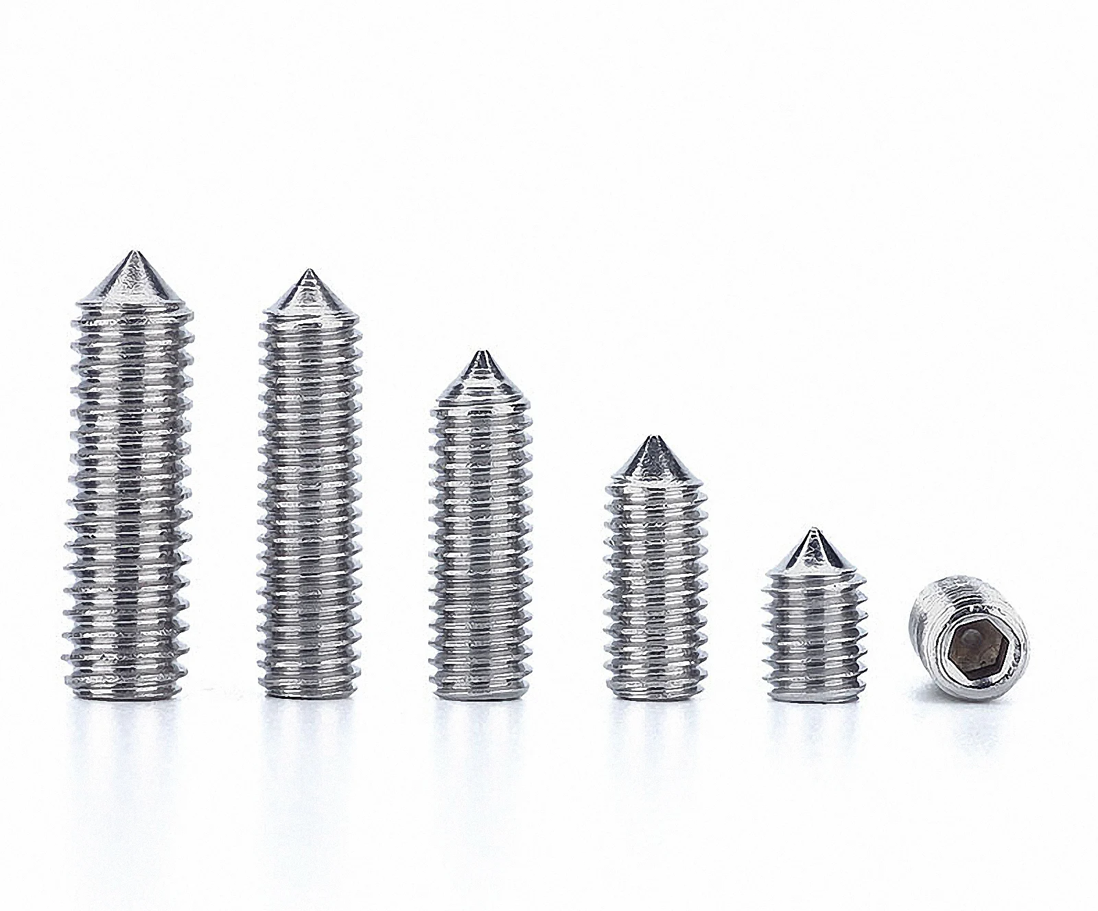 Juego de tornillos hexagonales de acero inoxidable, juego de tuercas Grub de punto cónico, M3, M4, M5, M6, M8, M10, M12, A2 304, DIN914, 5-30 unidades