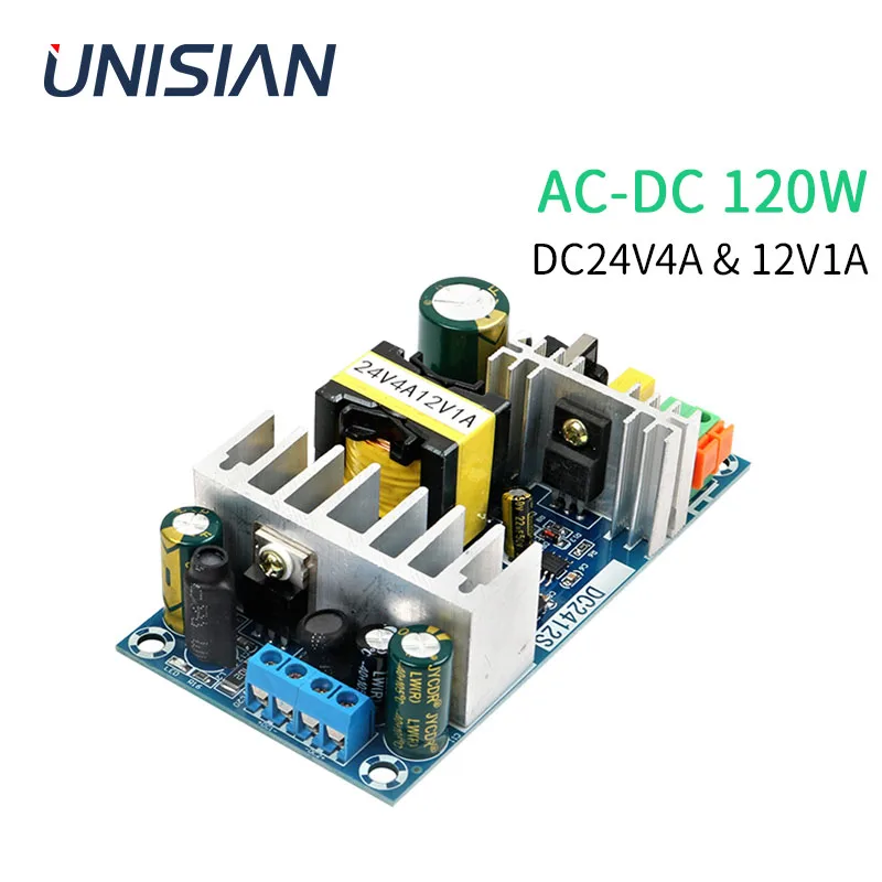 Junitical 120w dc24v12v電源モジュールAC90-265V〜2ウェイ電圧出力dc24v 4a/12v 1a 120w max高出力スイッチング