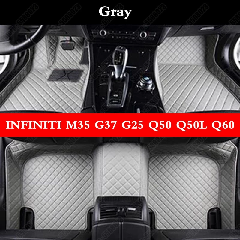 Leather Car Fit Floor Mats for INFINITI M35 G37 G25 Q50 Q50L Q60 Q70L Custom Sedan Luxury Foot Pads Mat Auto Saloon Carpet Rugs