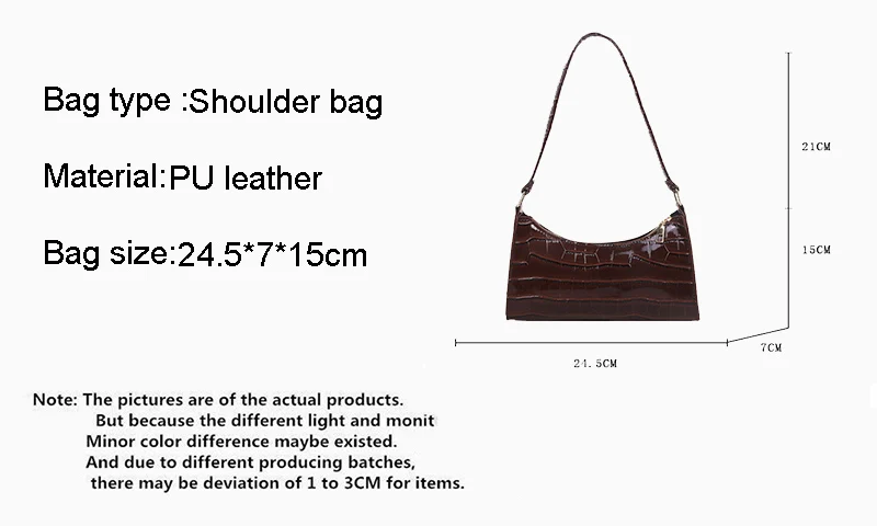 Mode PU Leder Taschen für Frauen Alligator Muster Achsel Handtasche Weibliche Kleine Unterarm Messenger Tasche Geldbörse – Detail 2