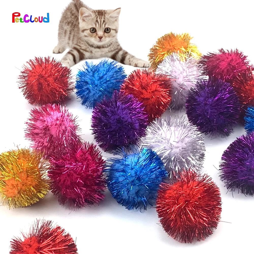 

PetCloud Cat Toy Plush Ball Colorful Soft Flash Stretch Ball For Kitten Interactive Toy Small Pet Pom Ball Dropshipping Supplies