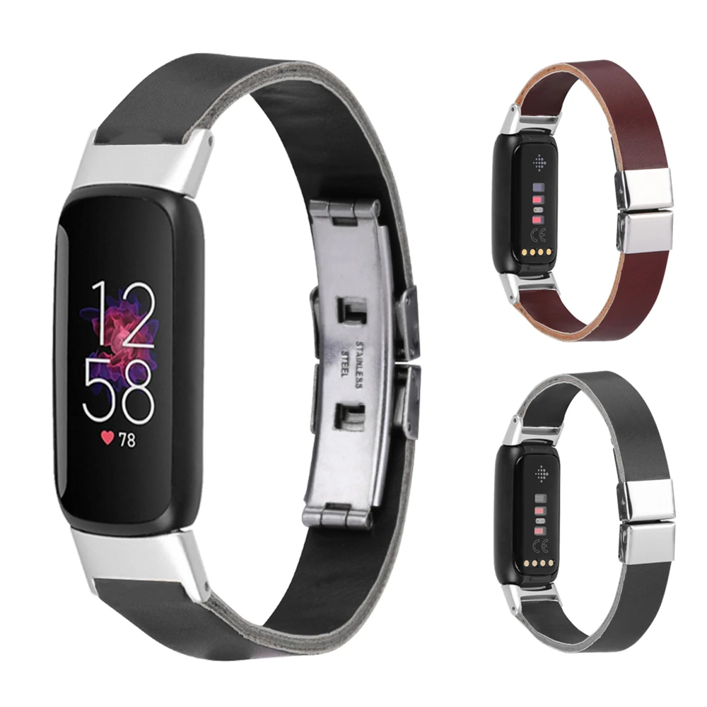 Fitbit Luxe 용 교체 가죽 스트랩 Fitbit Luxe 용 스마트 팔찌 시계 밴드 버클 버클 손목 벨트 액세서리