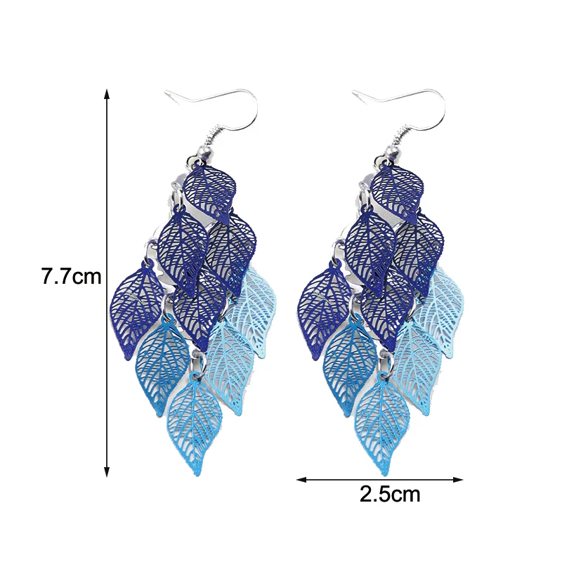 Vintage Hohle Blätter Tropfenohrringe für Frauen Böhmische Bunte Lange Hängeohrringe 2026 Modeschmuck Boucle Oreille Femme – Detail 2