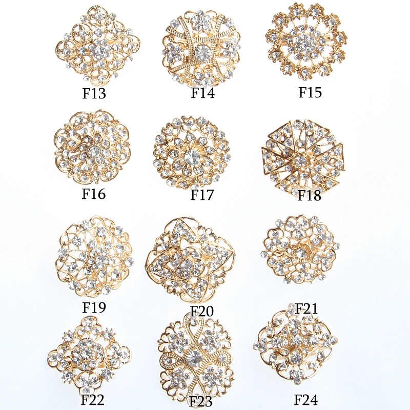 Plated Crystal Safety Pins Badge Brooch Pins For Women Wedding Bridal Shirt Denim Jacket lapel Brooches Pin For Party Bouquet