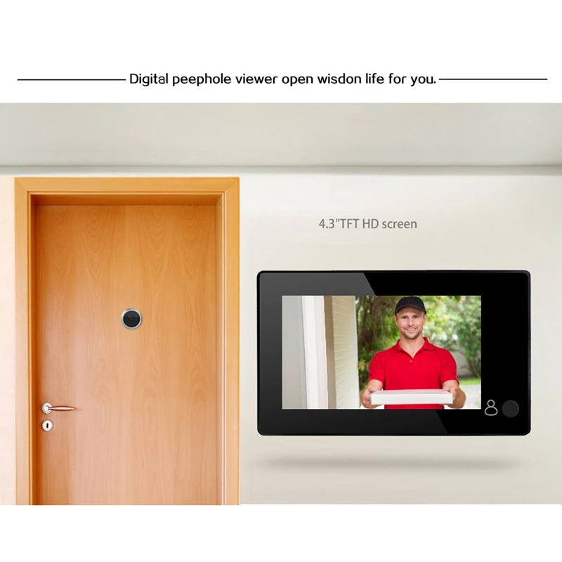 Spioncino per porta HD da 4.3 pollici Monitor per videocamera di sicurezza domestica TFT con campanello intelligente digitale grandangolare a 145 gradi