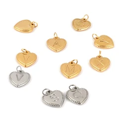 5pcs A-Z Letter Charms Stainless Steel Heart Letter Charms Pendant Love Alphabet Initial Letters Handmade Pendant For Diy Jewelr