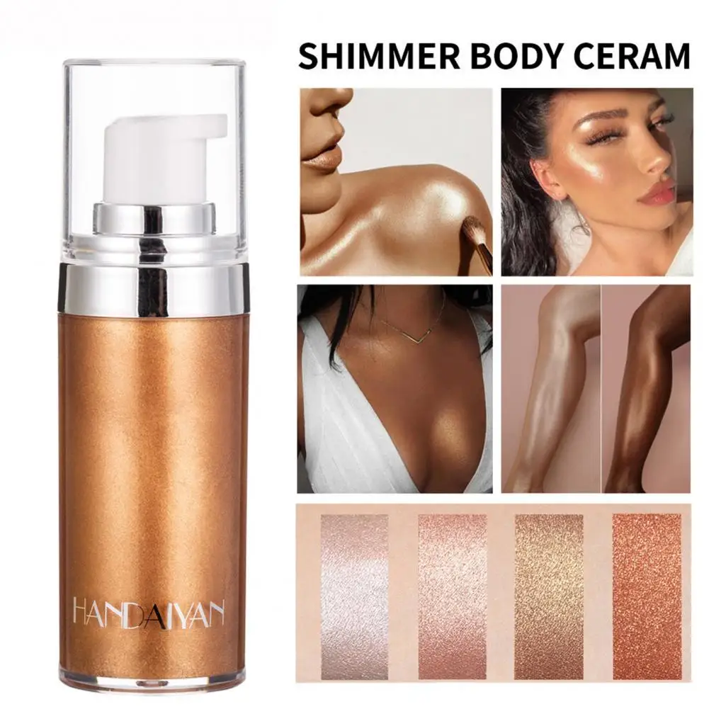 O corpo líquido highlighter ilumina o tom de coloração rápida brilho duradouro ilumina o creme cintilante do corpo do brilho para a fêmea