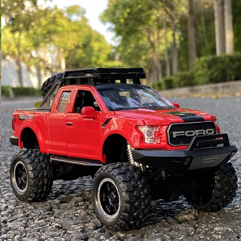 1:32 Ford Raptor F150 SVT Alloy Car Model Diecast Metal Refit Toy Police Off-Road Vehicles Car Model Sound Light Childrens Gifts