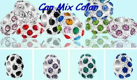 

ry45T Rhinestone Loose DIY silver plated big hole spacer Wheel Beads European Bead Bracelet necklace crystal