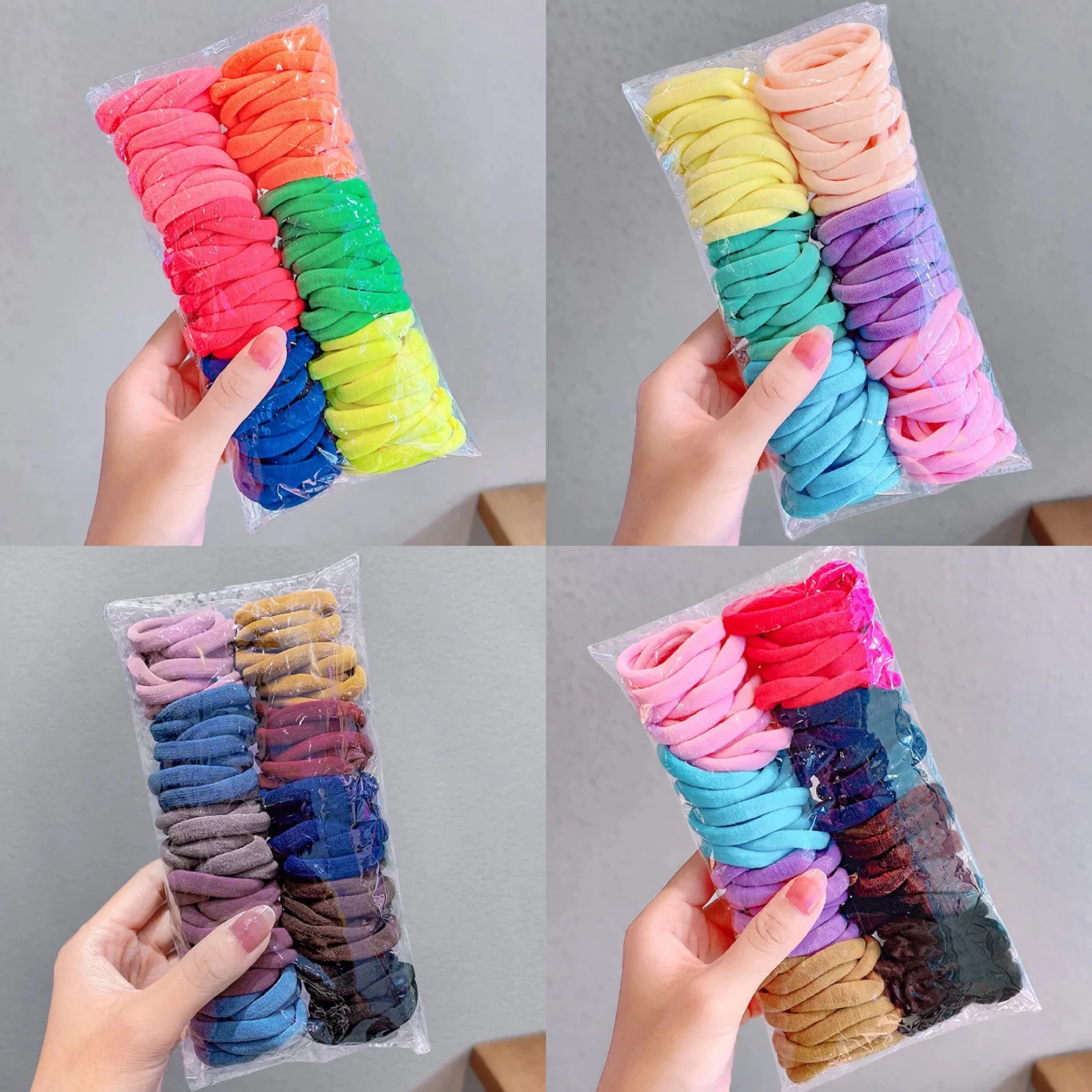 25/50PCS/Lot 4.5CM Rainbow Colorful Hair Band Gum Hair Ties For Girls Rubber Bands Hair Elastics Kids Accessories Headdress