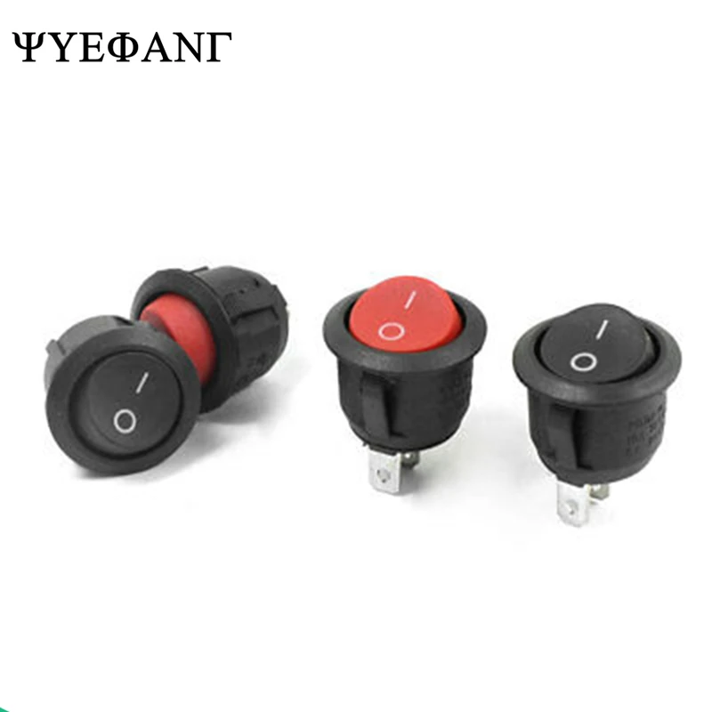 10Pcs 23mm Diameter Big Round Boat Rocker Switches Round Black White Red 2 Pin ON-OFF Rocker Switch 10A/125V 6A/250V