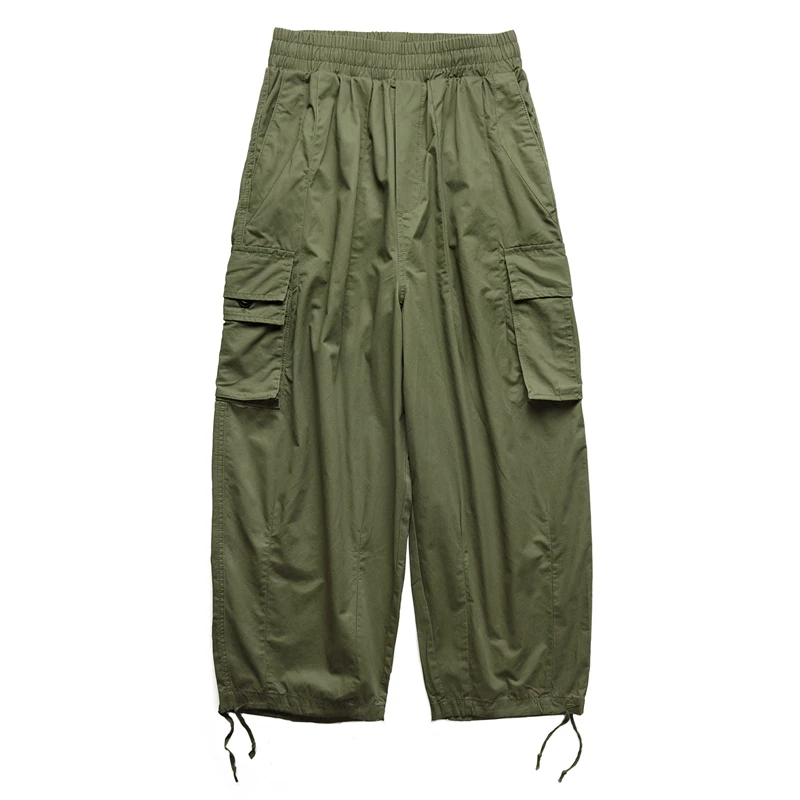 Multi-Pocket Cargo Pants Men\'s Casual Solid Colour Straight Pants Baggy Wide-leg Cropped Pants Men Ankle-length Pants