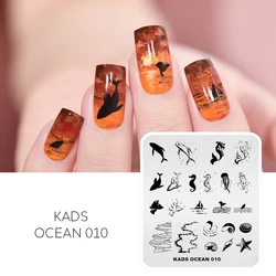 KADS 11 Design Ocean Series Dolphins Conch Fish Mermaid Stamping Nail Art Template Nail Tools Nail Stencil Stamp Nail Plate