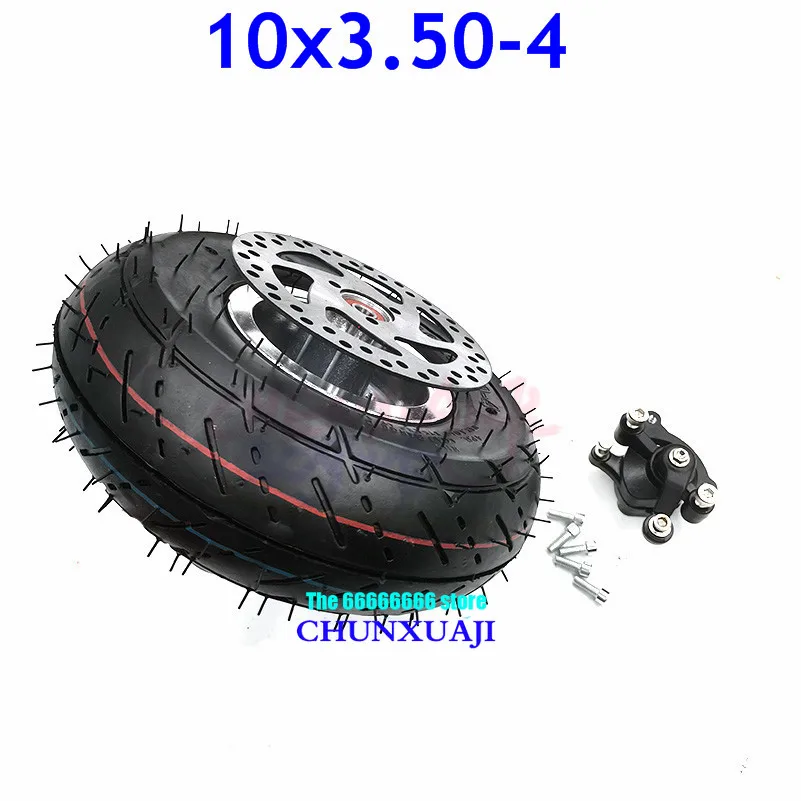 10x350-4 Tube Tyre with 4 Inch Hub Rim Brake Disc Sprocket Brake Pump 10x3.50-4 Tires Wheels Fits ATV Quad Go Kart 47cc 49cc