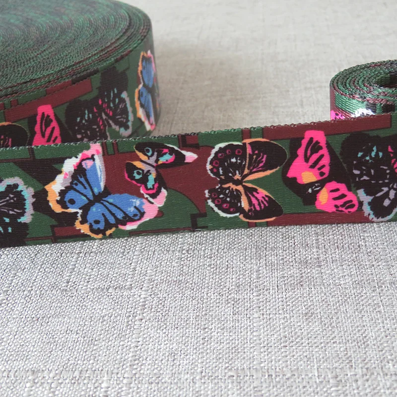 5 yards 38mm butterfly printed webbing ribbon bag strap tape dog pet collar leash harness decoration belt garment DIY accessory