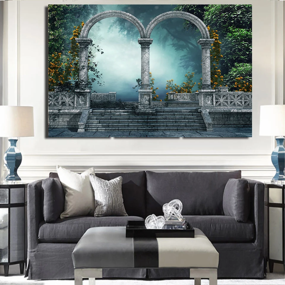 Night Palace arch,Full Diamond painting scene Embroidery,5D,Diamond Painting,Cross Stitch,3D,Mosaic,Needlework,Crafts FH303