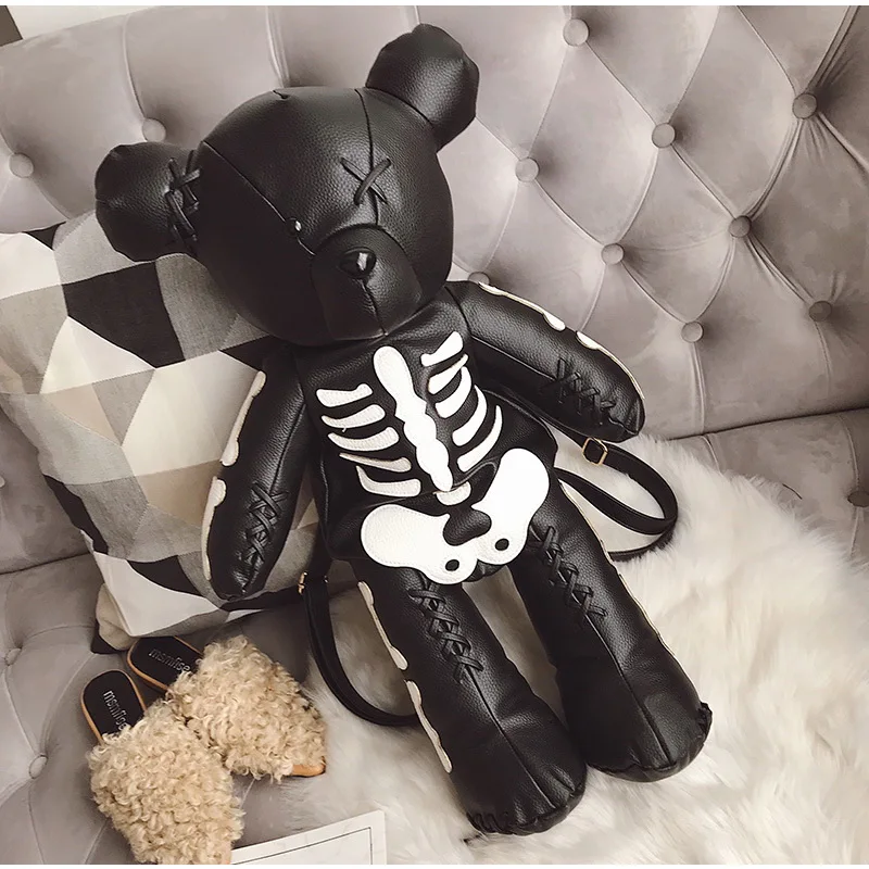 

2022 Fashion Skeleton Bear Female Backpack Punk Style School Bags Designer Backpacks for Adolescent Girls Gifts