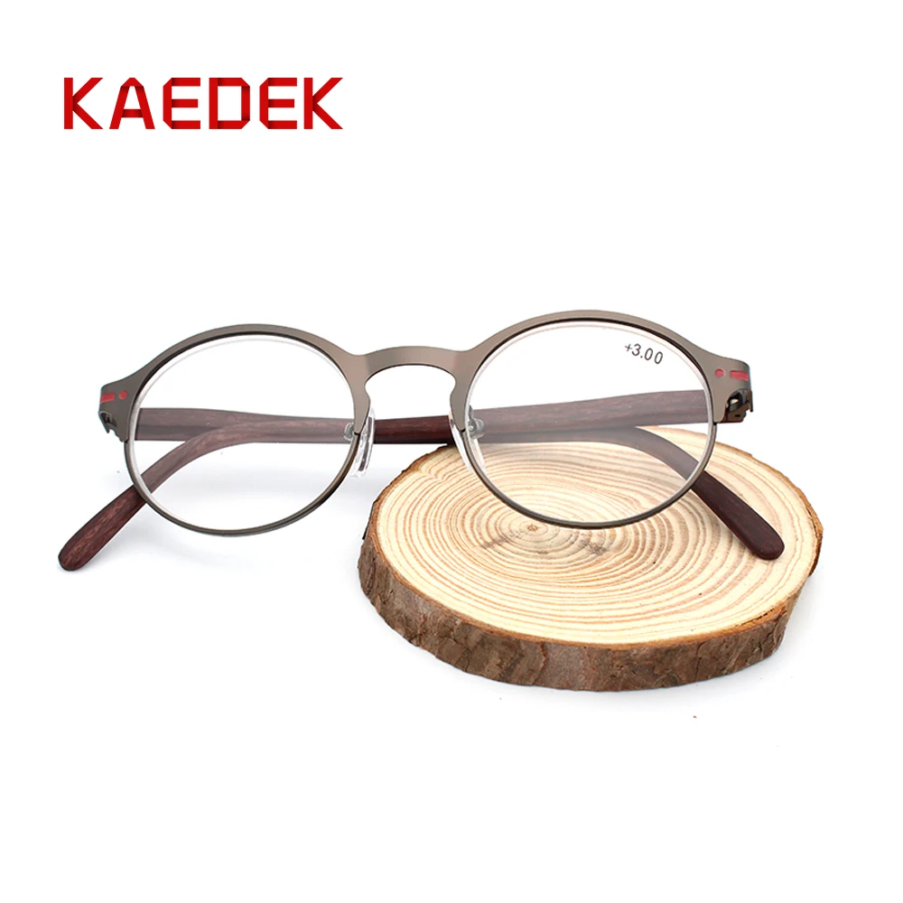 KAEDEK men and women ultralight reading glasses retro plastic round frame spring hinge high quality diopter glasses