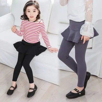 

Spring New Girl Legging Skirt Solid Trousers Kids Pantskirt Leggings Girls Pencil Pants 3 To 12Y Kids Cotton Clothes