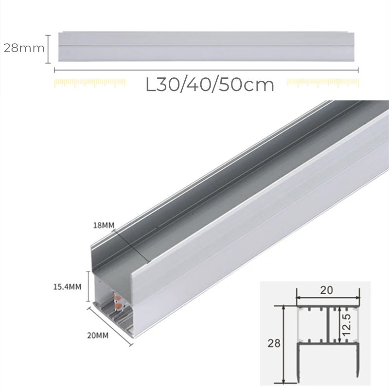 30/40/50cm LED Strip Cabinet Splint Lamps Hidden Doule Side Glow Aluminum Profiles 18mm Wood Board Layer Linear Bar Strip Lights