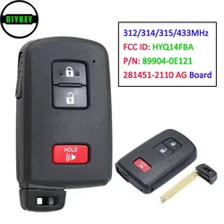 DIYKEY 281451 -2110 AG Board Smart Remote Key Fob 312/314/315/433MHz dla Toyota Prius C Tacoma 2012-2020 P/N: 89904-0E121 HYQ14FBA