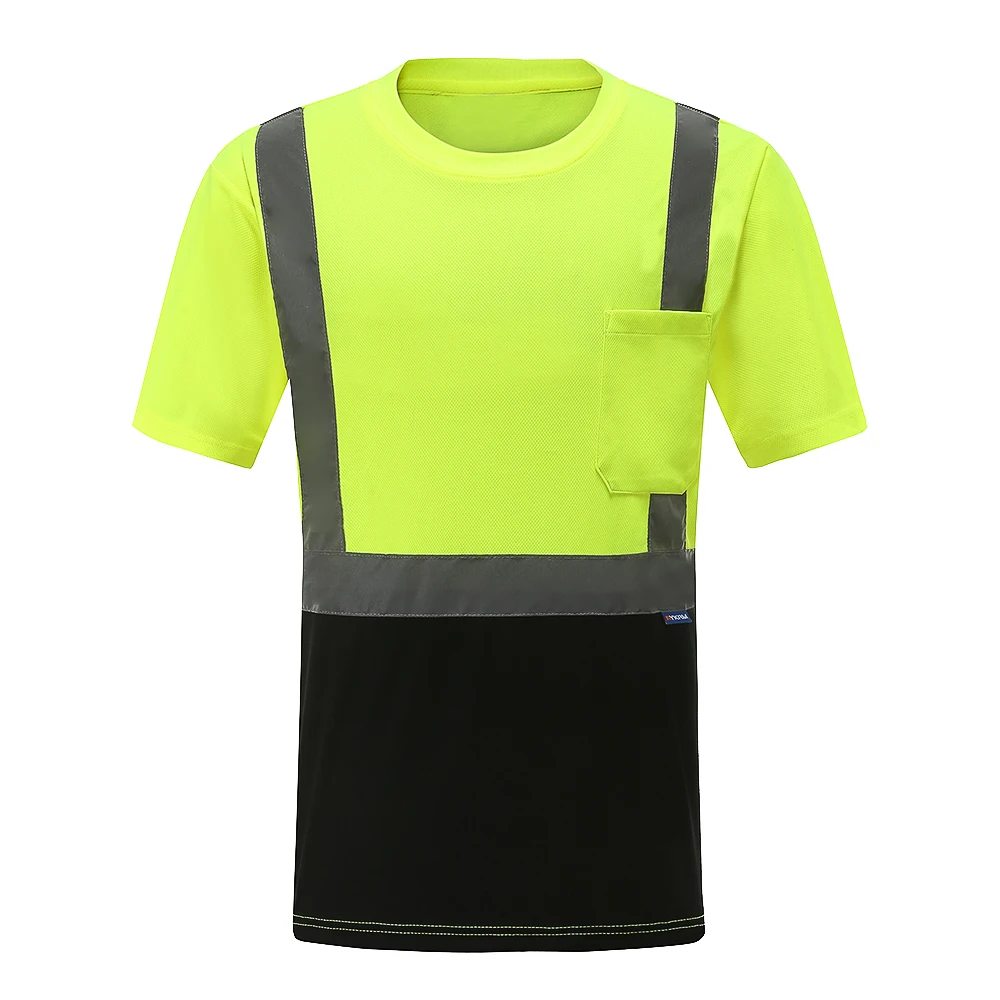 AYKRM High Visibility Work T-shirt  Reflective Safety Summer Breathable Fluorescent Shirts Hi Vis Workwear Men's  Women's XS-6XL