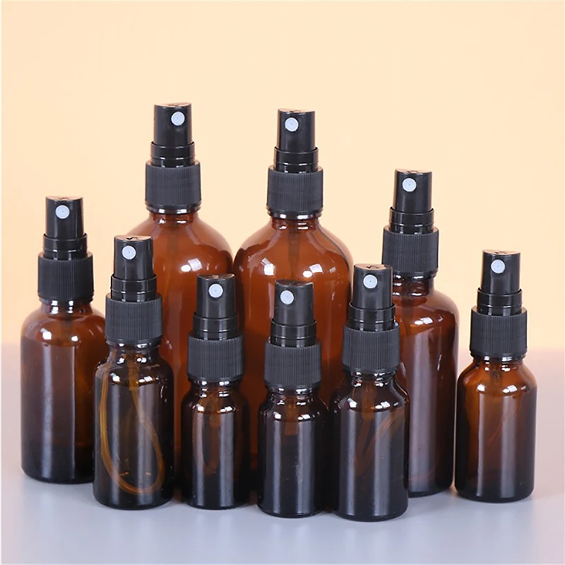 5-100ML Amber Spray Empty Bottles Brown Glass Refillable Bottle Aromatherapy Perfume Mini Spray Bottle Cosmetic Containers