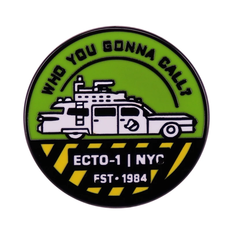 Ghostbusters Enamel Pin Brooch Who You Gonna Call Metal Badge