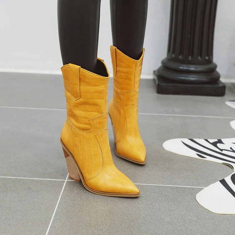 Women\'s Boots Pointed Toe High Heels Ankle Boots Autumn Warm Shoes Woman Female Leather Boots Winter zapatos de mujer WSH3463