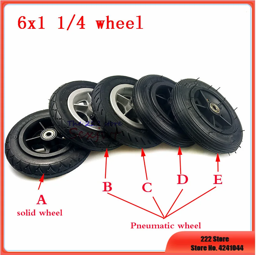 6X1 1/4 Wheels 150mm 6 inch solid / Pneumatic Tire Inner Tube with 4  rims for gas electric scooters e-Bike A-Folding Bike