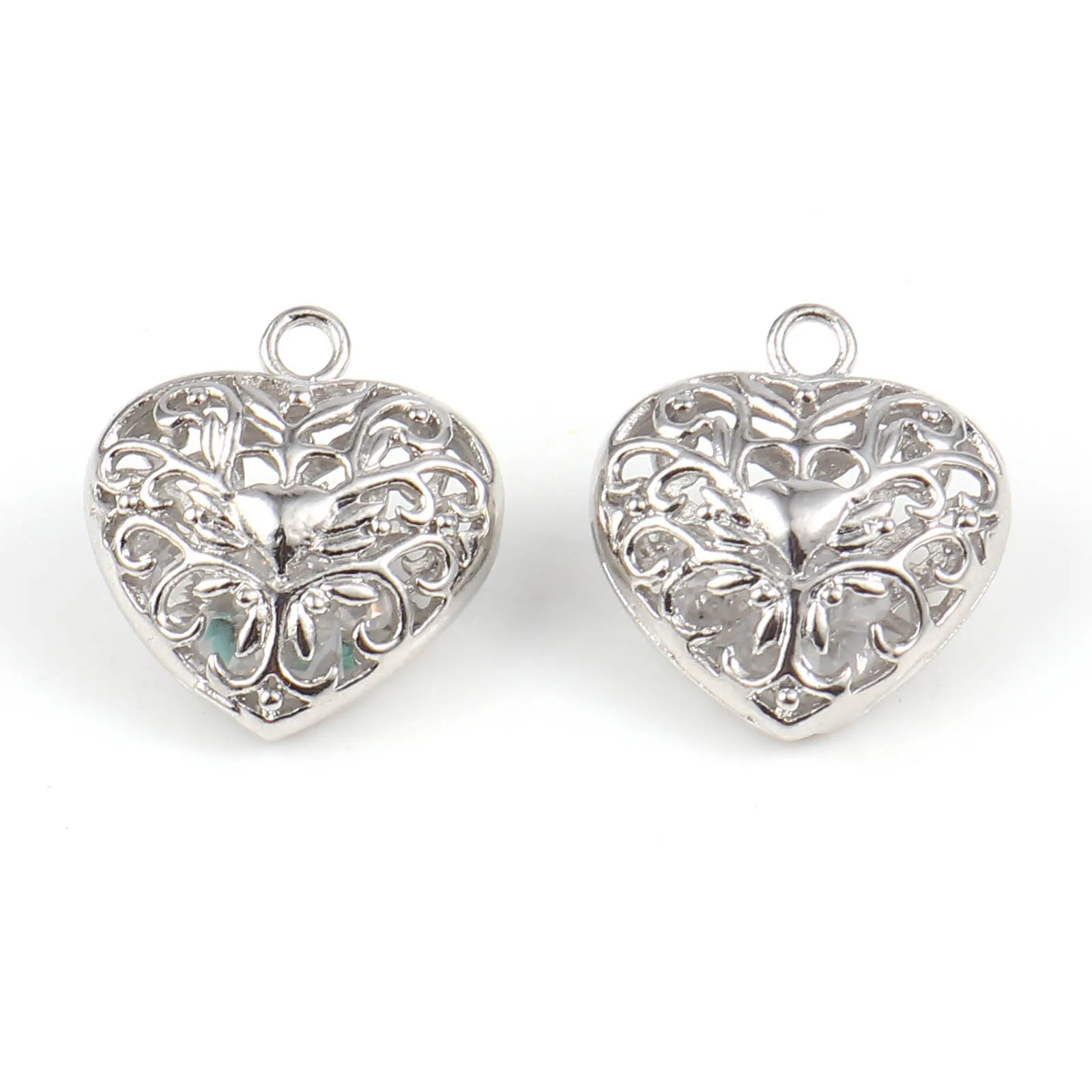 2 PCs Copper Valentine\'s Day Charms Hollow Hearts 18K Real Gold Color Filigree Pendants For DIY Earring Jewelry Finding 21x 19mm