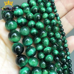 Natural Round Stone Beads Green Tiger Eye Loose Spacer Beads For DIY Jewelry Making Bracelet Charms Necklace 15'' 4 6 8 10 12mm