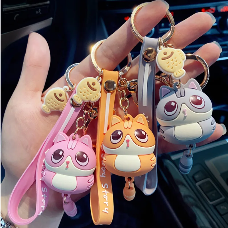 Ins simpatico gatto Kawaii portachiavi femminile creativo ciondolo chiave per auto coppia amanti zaino telefono cordino ragazza regalo giocattolo accessori per bambole