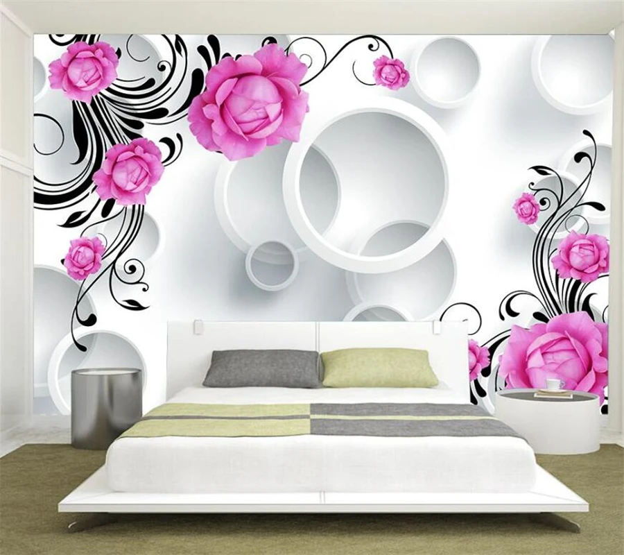 

Custom wallpaper 3D rose pattern circle murals living room bedroom restaurant office TV background wall papers home decor обои