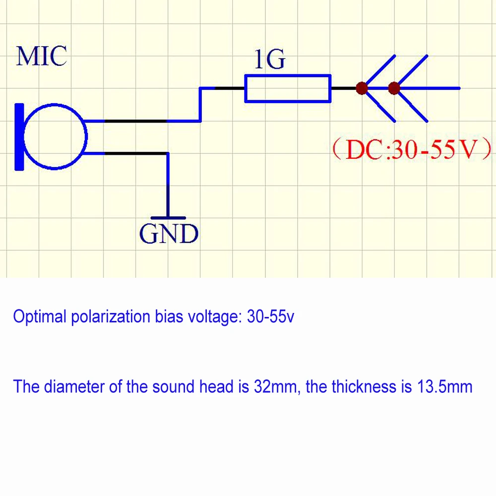 الجهد الذهبي 30-55 فولت Φ32 مللي متر 13.5 مللي متر الذهب كبير الحجاب الحاجز المكثف هيئة التصنيع العسكري الأساسية ميكروفون كبسولة لاستبدال الميكروفون DIY