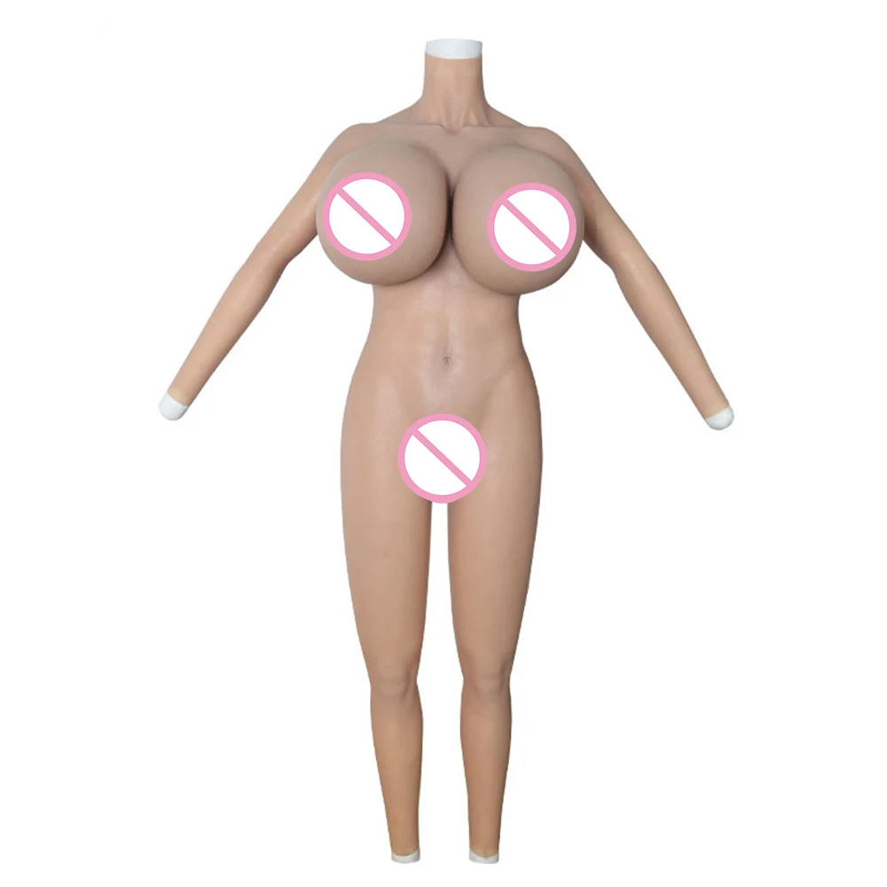 KnowU Silicone S Cup Bodysuit Breast Forms Fake Boobs With Anal Hole For Cosplay Transgender Oversized Cup One-piece Sexy Body