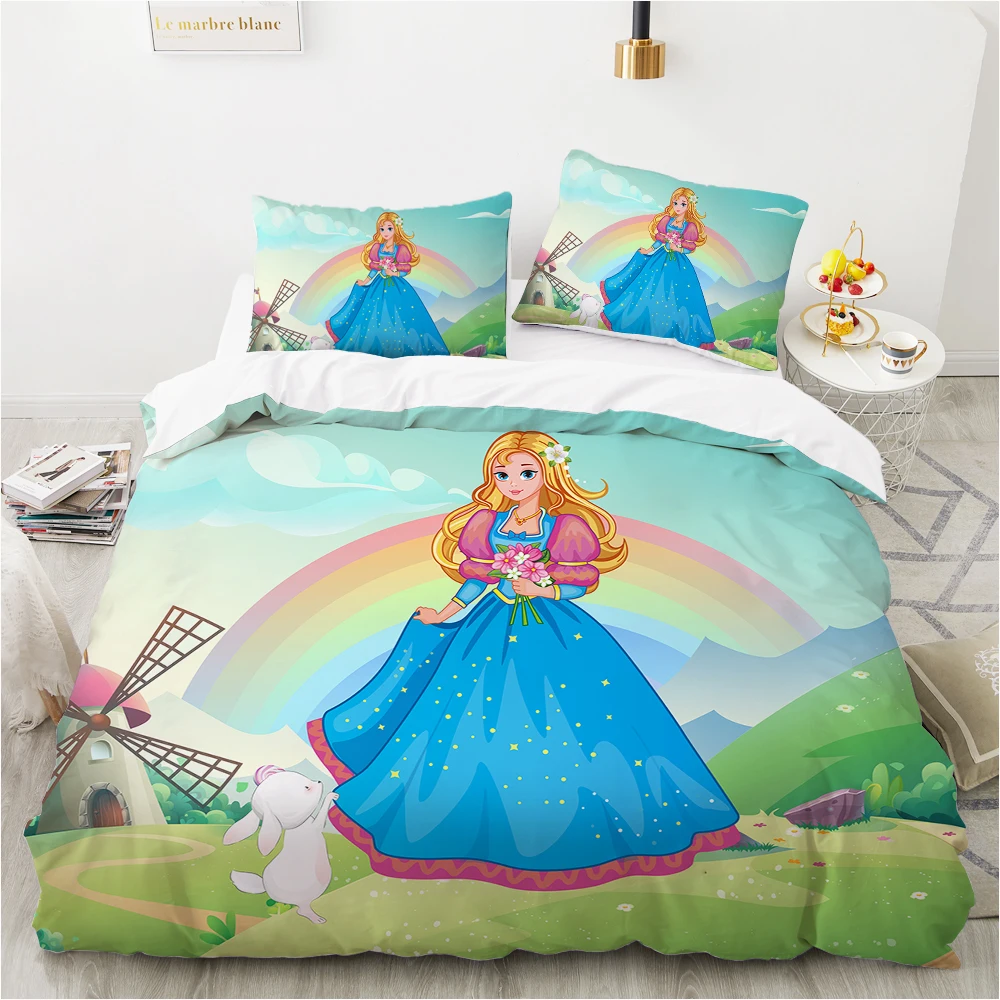 Cartoon princess Bedding set Kids Baby child For home Bed Linen Duvet Cover Set  140x200 200x200 single twin drop ship