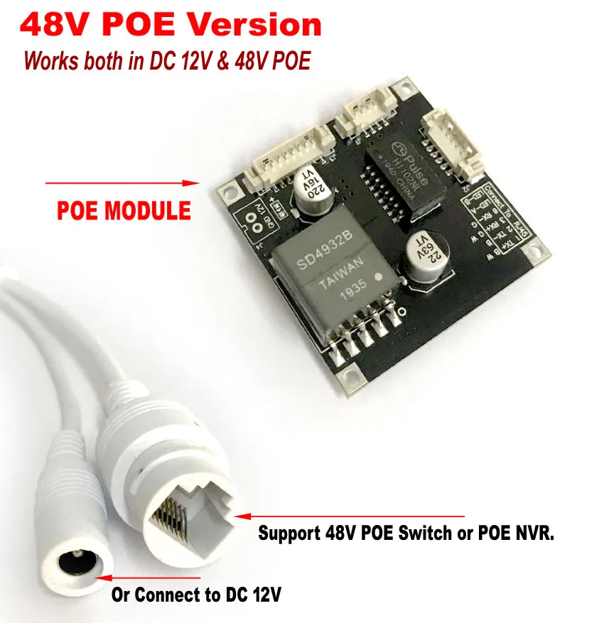 Imagem -02 - Módulo Poe Câmera de Segurança de Rede Cctv Cabo de Rede ai Ipc com Lente Ircut Módulo 48v Poe 5mp 4mp 3mp 8mp