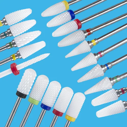 Imagen 2 del producto Cortador de 2 piezas para manicura, brocas de cerámica para uñas, accesorios de máquina de manicura, limas de uñas eléctricas rotativas, herramientas de arte de uñas