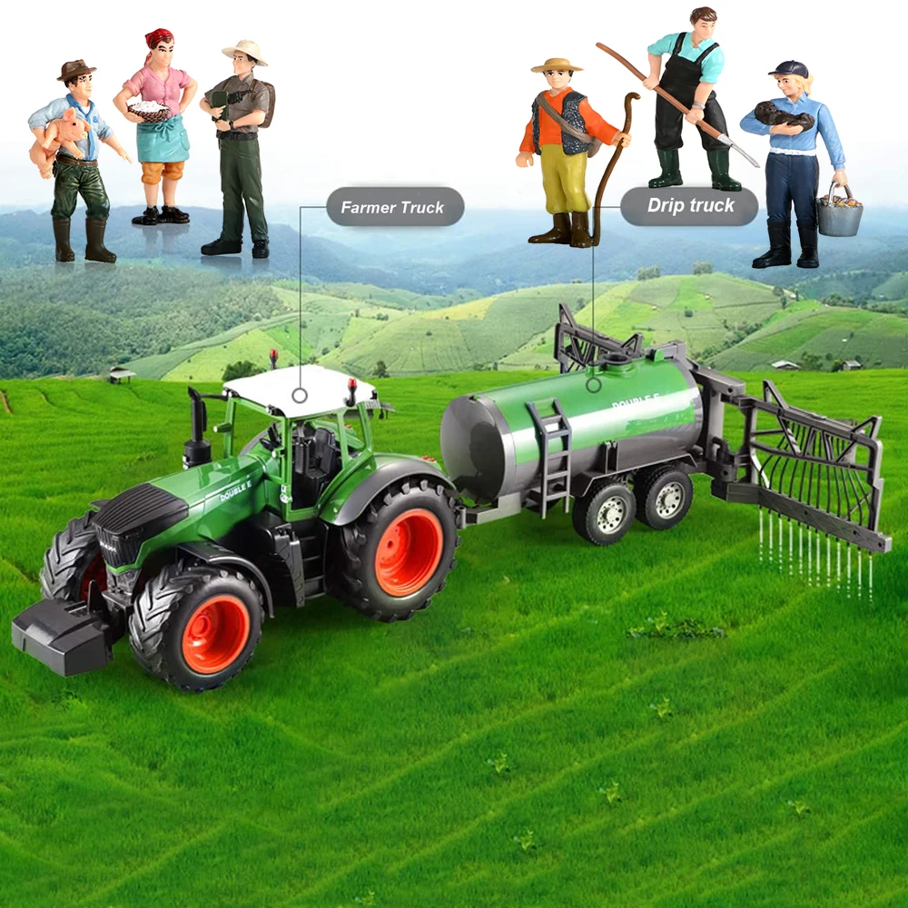 Large Remote Control Tractor Farmer Trucks Vehicles Weeding Irrigation Modern Agriculture Simulation Farm Toys w/ Sound Light