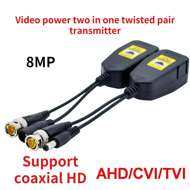 bnc para rj45 poder de video passivo e audio balun transceptor para camera cctv 8mp cvbs ahd cvi tvi utp par 01