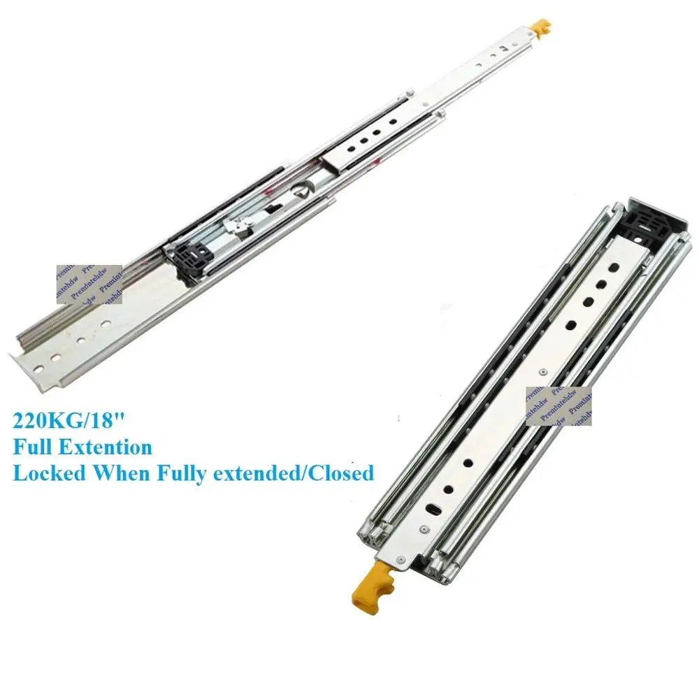 

1Pair 8" 28" H76mm Heavy Duty Telescopic Ball Bearing Drawer Slide Runner Full Extension Industrial Head Lock