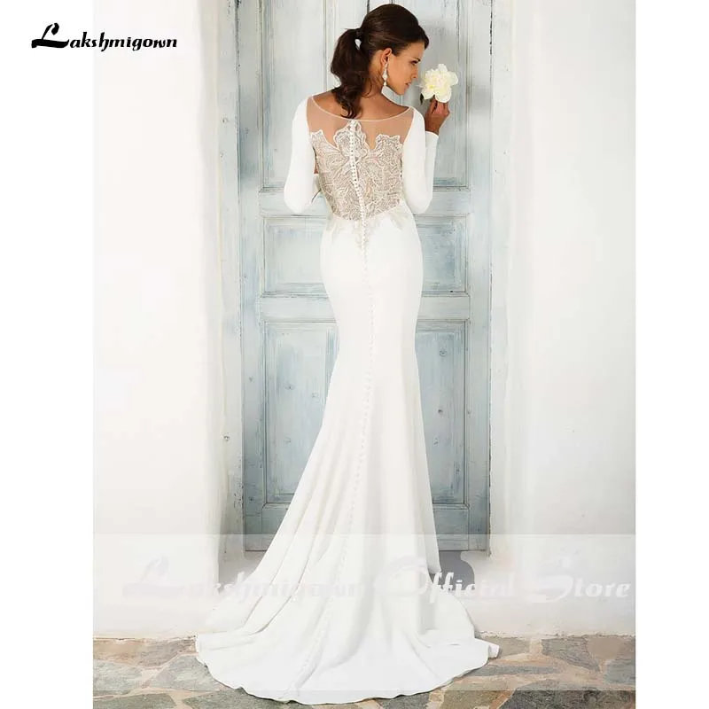 Abiti da sposa eleganti personalizzati a sirena con macchie bianche Abito da sposa a maniche lunghe Vestido De Noiva Abito da sposa con strascico a spazzola