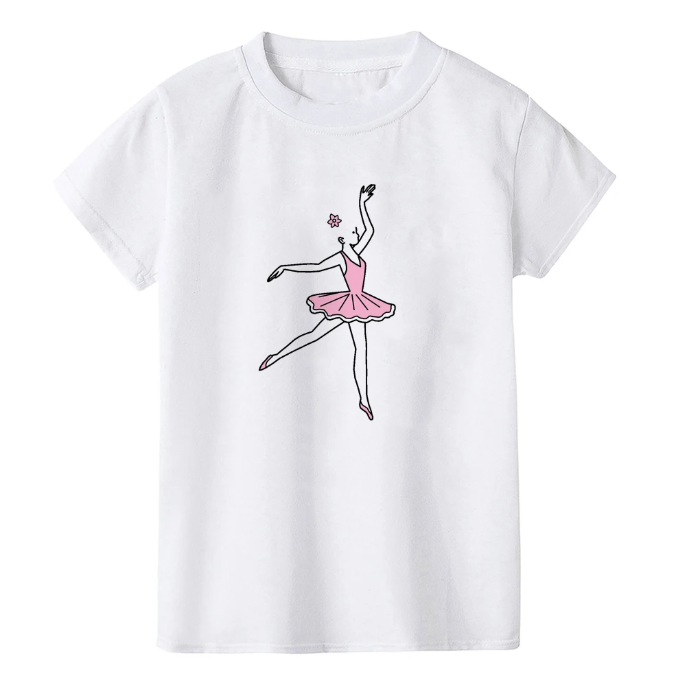 Sommer Harajuku Kinder Mädchen Mode T-shirt Ballett Tänzer Drucken T-shirt Kinder Lustige Mädchen Tees Kurzarm Tops Kleidung