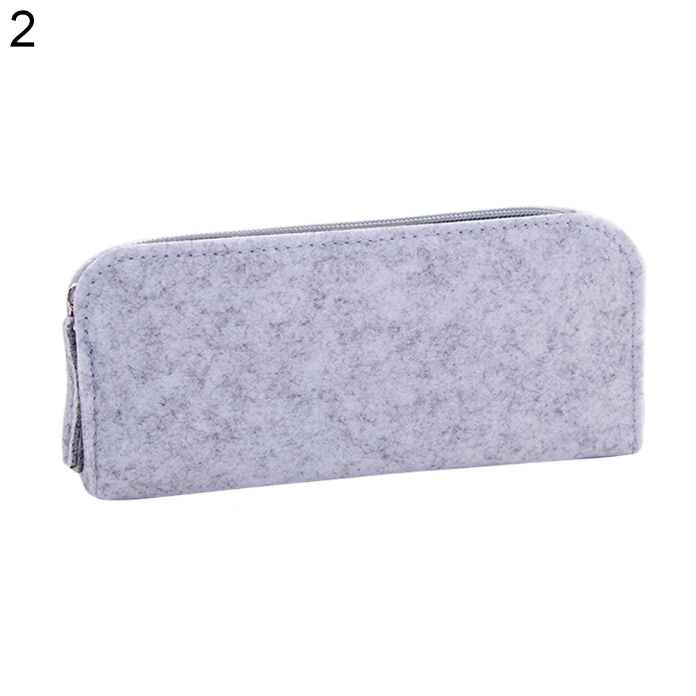 Round/Flat Large Capacity Zipper Felt Cute Pencil Case Student Stationery Storage Kawaii Pen Bag Pencil Case For Girls